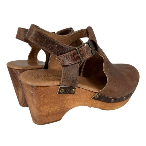 Sundance Five Worlds Leather Platform Clogs Womens Size 9 Womens T Strap Camel - Picture 2 of 13
